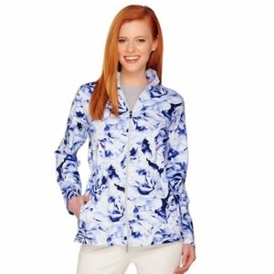 Isaac Mizrahi Live! Floral Print Anorak Knit Jacket